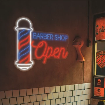 Barbershop open - LED neon dekoráció