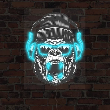 Dj Monkey - LED neon plakát