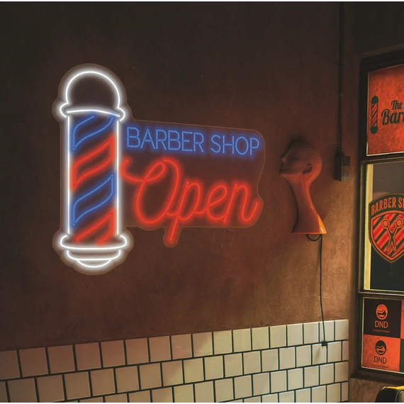 Barbershop open - LED neon dekoráció