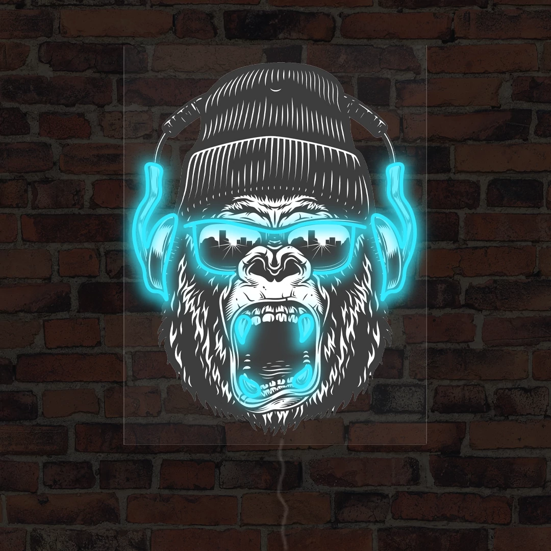 Dj Monkey - LED neon plakát