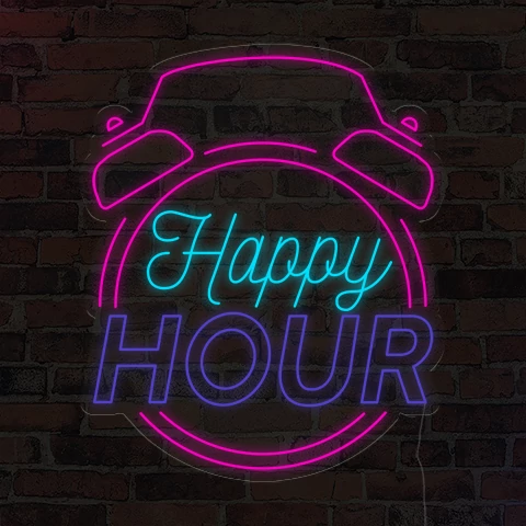 Happy hour - LED neon dekoráció